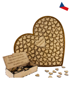 JH WoodArt Svatební dřevěné srdce na vzkazy hostů – personalizovaná kniha hostů 1 ks