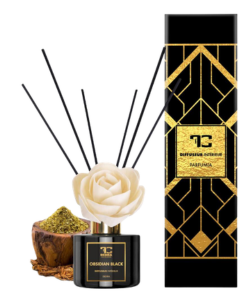 Dedra OBSIDIAN BLACK difuzér s FLOW květinou & tyčinkami PARFUMIA 