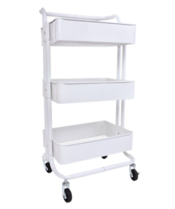 Dedra TROLLEY celokovový pojízdný regál 3patrový kovový vozík na kolečkách, výška 86 cm bílý 1 ks 