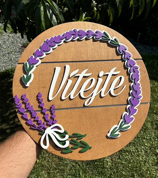 JH WoodArt dřevěná cedule F - Vítejte 38 cm