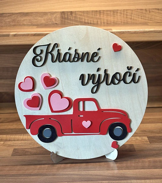 JH WoodArt dřevěná cedule k výročí 38 cm