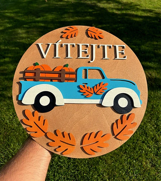 JH WoodArt dřevěná cedule V - Vítejte 38 cm