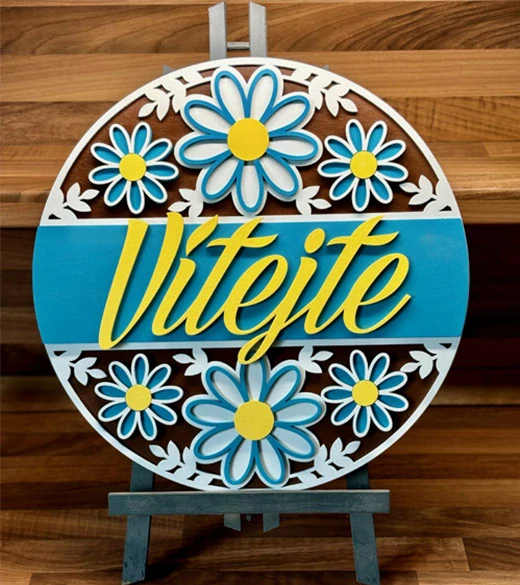 JH WoodArt dřevěná cedule M - Vítejte 38 cm