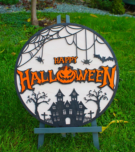 JH WoodArt dřevěná cedule Happy Halloween 38 cm
