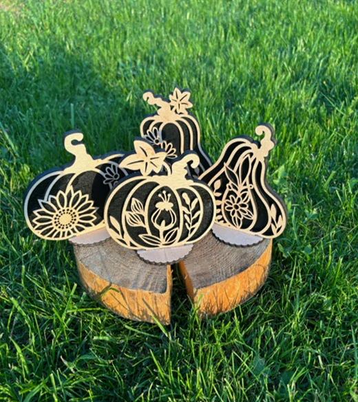 JH WoodArt Halloweenová dekorace dýně set 4 ks