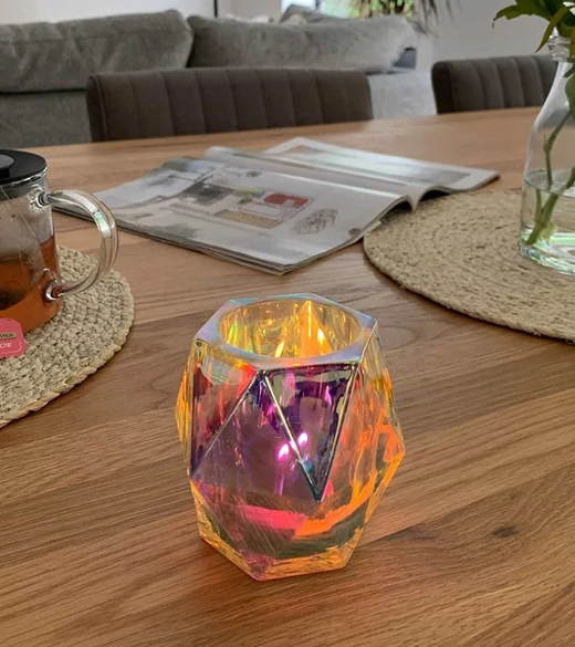 PartyLite Rainbow Glass Svícen na čajové / votivní svíčky