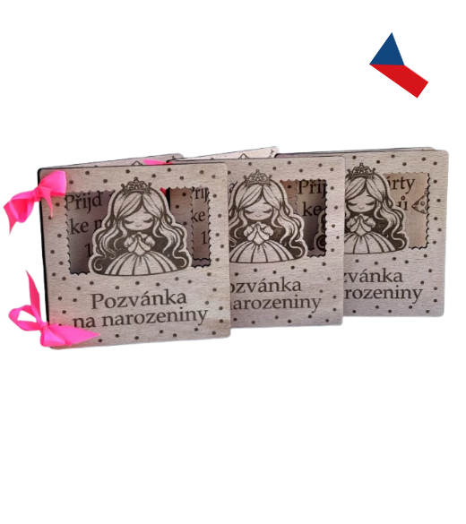 JH WoodArt Dřevěná pozvánka na narozeniny 1 ks