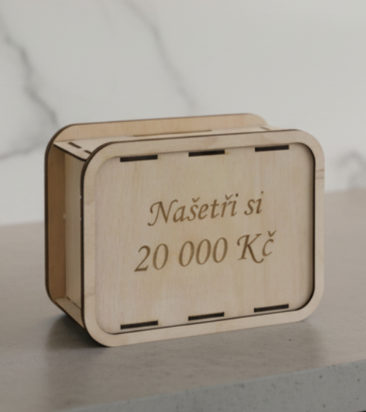 JH WoodArt Dřevěná pokladnička - Spořící výzva 20 000,-Kč