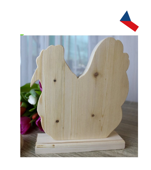 JH WoodArt Dřevěná slepice na podstavci 1 ks