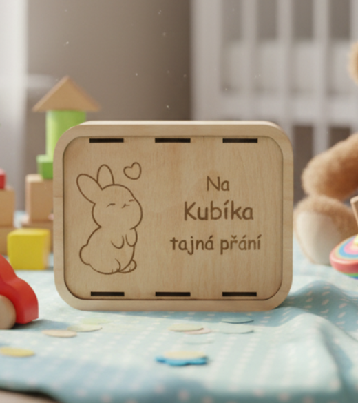 JH WoodArt Dřevěná dětská pokladnička s vlastním jménem