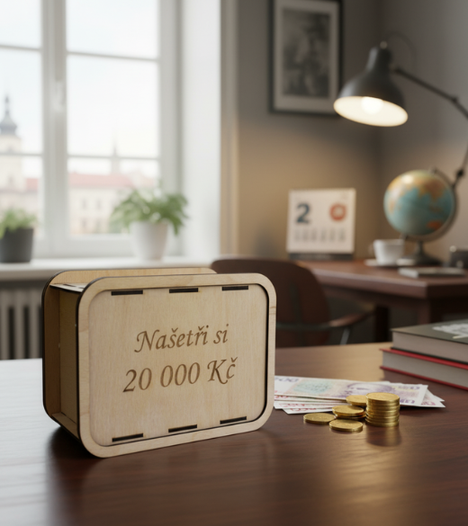 JH WoodArt Znovupoužitelná dřevěná pokladnička 20 000,-Kč