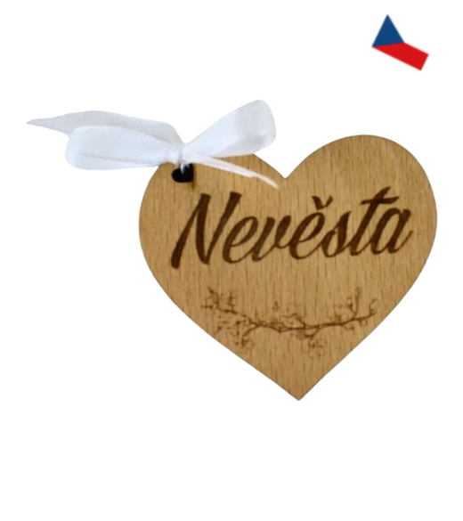 JH WoodArt Dřevěné svatební jmenovky ve tvaru srdce