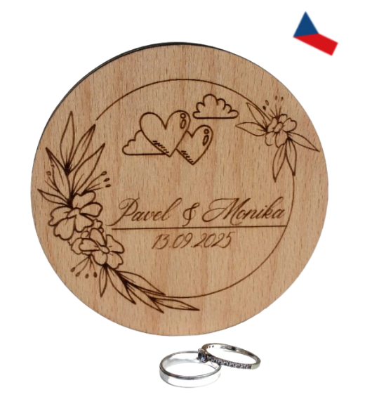 JH WoodArt Svatební krabička na prstýnky – kulatá s gravírováním 1 ks