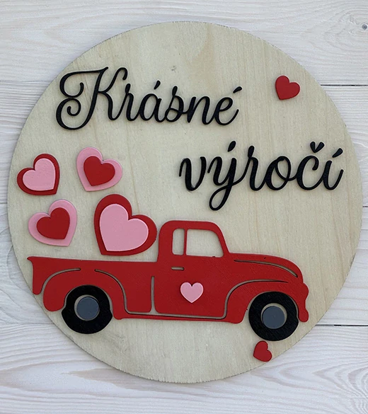 JH WoodArt dřevěná cedule k výročí 38 cm