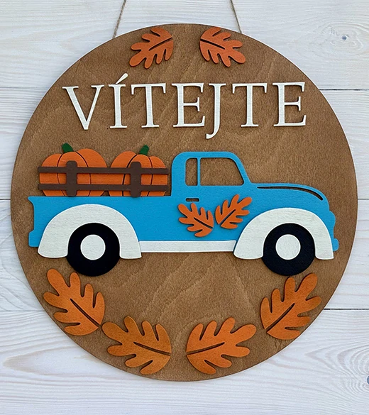 JH WoodArt dřevěná cedule V - Vítejte 38 cm