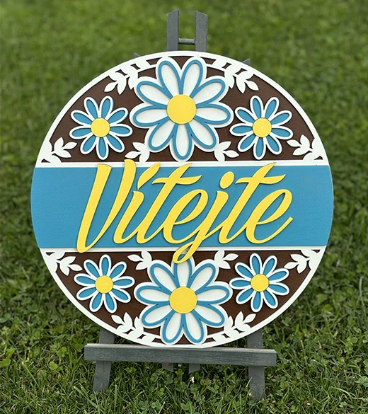 JH WoodArt dřevěná cedule M - Vítejte 38 cm