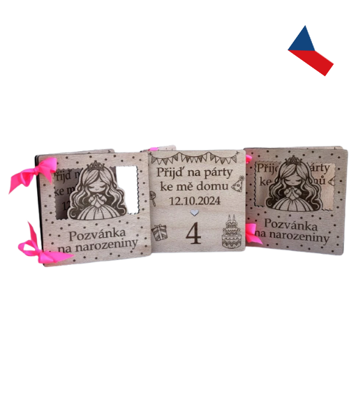 JH WoodArt Dřevěná pozvánka na narozeniny 1 ks