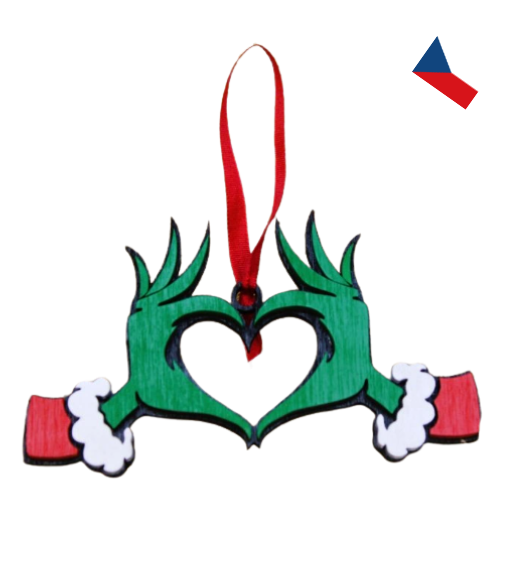 JH WoodArt Dřevěné vánoční ozdoby Grinch – originální dekorace pro vaše Vánoce srdíčko