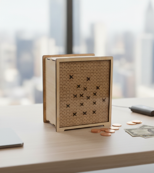 JH WoodArt Znovupoužitelná dřevěná pokladnička 100 000,-Kč