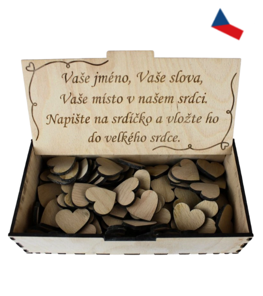 JH WoodArt Svatební dřevěné srdce na vzkazy hostů – personalizovaná kniha hostů 1 ks