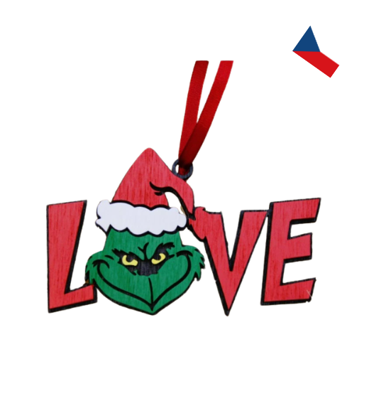 JH WoodArt Dřevěné vánoční ozdoby Grinch – originální dekorace pro vaše Vánoce srdíčko