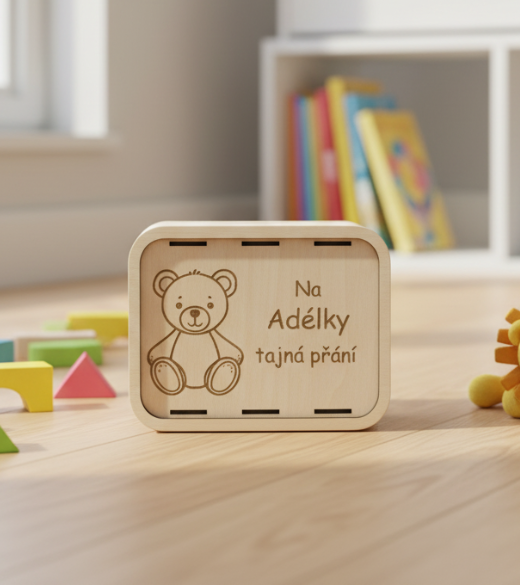JH WoodArt Dřevěná dětská pokladnička s vlastním jménem