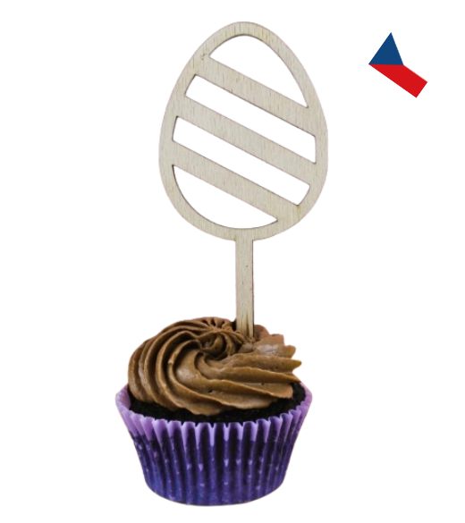 JH WoodArt Dřevěné velikonoční zápichy na cupcakes 1 ks