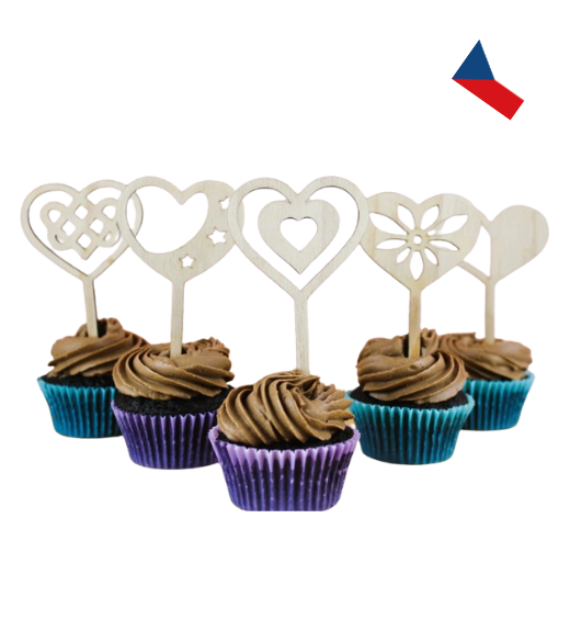 JH WoodArt Dřevěné zápichy na cupcakes 1 ks