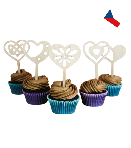 JH WoodArt Dřevěné zápichy na cupcakes 1 ks